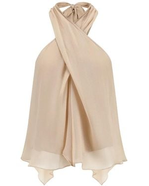 Oude Waag Halter-Neck Double-Layer Top - Natural
