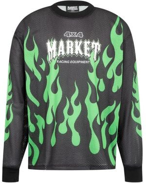 Market Toxic Flames Mesh T-Shirt - Green