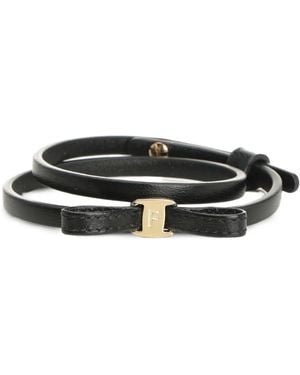 Ferragamo Pulsera cruzada con lazo mini - Negro