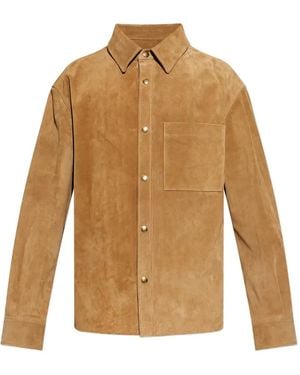 McQueen Button Leather Shirt - Neutre