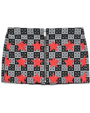Off-White c/o Virgil Abloh Star-Print Denim Skirt - Red