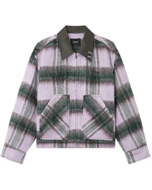 we11done Chaqueta A Cuadros Con Acabado Cepillado - Gris