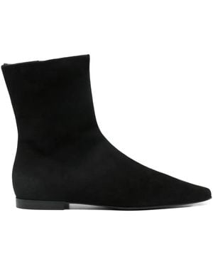 TOTEME Zipped Suede Pointed-Toe Boots - Black