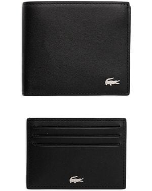 Lacoste Fg Leather Billfold & Card Holder Gift Set - Black