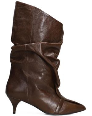 Alchimia Slouchy Pointed-Toe Boots - Brown