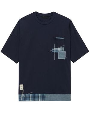 FIVE CM Patchwork Detail T-Shirt - Blue