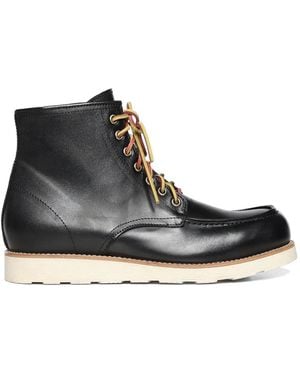 Giuliano Galiano Shark Lace-Up Round-Toe Boots - Black