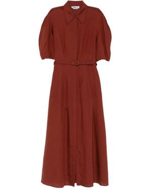 Gabriela Hearst Maude Belted Midi Dress - Red