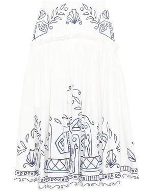 ALÉMAIS X Lrnce Leela Jupe Longue Imprimée À Design Plissé - Blanc