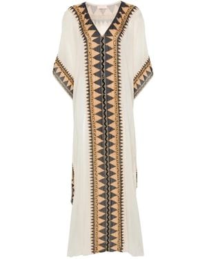 Dolci Follie Perlen-Kaftan Mit Abstraktem Print - Mettallic