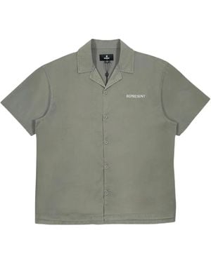 Represent Script Camp Collar Shirt - Grey