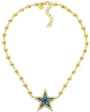 Buddha Mama Topaz And Diamond Star Necklace - Metallic