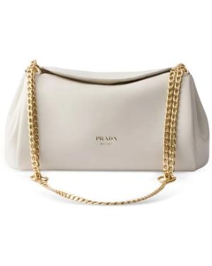 Prada Small Tumulte Leather Shoulder Bag - Natural