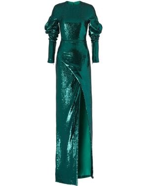 Genny Sequin-Embellished Polyester Maxi Evening Dress - Green