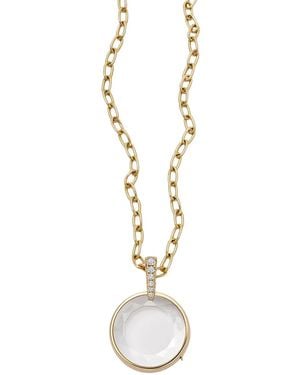 Loquet London 18Kt Geelgouden Lyra Locket Halsketting Met Diamant - Wit
