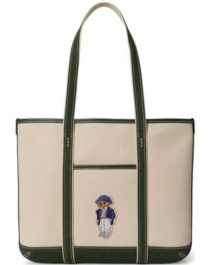 Polo Ralph Lauren Embroidered Patch Shopper Tote - Natural