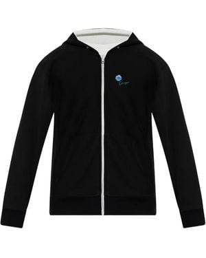 KENZO Reversible Floral-Embroidered Hoodie - Black