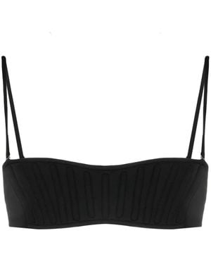 Mugler Decorative-Stitching Bikini Top - Black