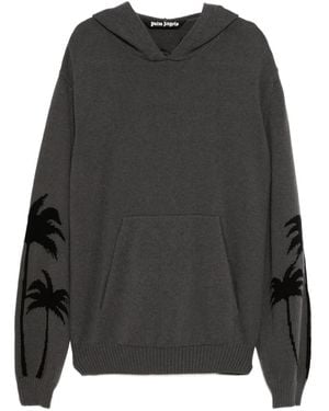 Palm Angels Kapuzenpullover Mit Palmen-Print - Grau