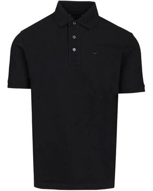 Emporio Armani Embroidered-Logo Polo Shirt - Black
