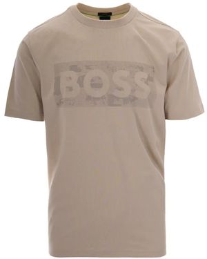 BOSS Logo-Print Crew-Neck T-Shirt - Natural
