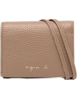 agnès b. Tri-Fold Leather Wallet - Brown