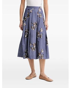 Munthe Gonna Nukkia Midi A Righe Con Paillettes - Blu