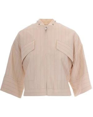Liu Jo Striped Embellished Jacket - Natural