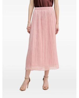 Ouí Crinkled-Finish Pleated Midi Skirt - Pink