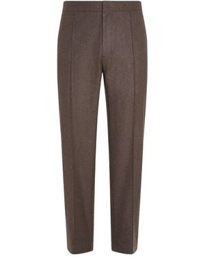 ZEGNA Elasticated-Waistband Trousers - Brown