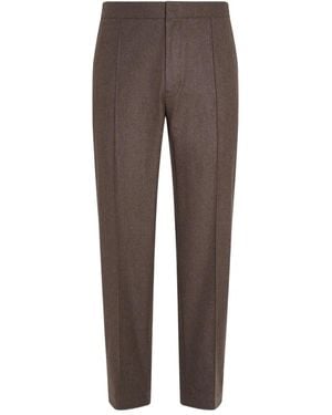 ZEGNA Elasticated-Waistband Trousers - Brown