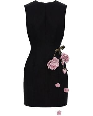 Cristina Savulescu Rose-Appliqué Sleeveless Mini Dress - Black
