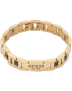 Guess Crystal-Embellished Logo-Plaque Bracelet - Metallic