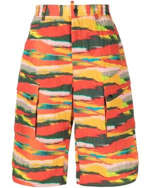 DSquared² Abstract-Print Cargo Shorts - Orange