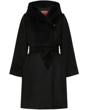Max Mara Belted Hooded Coat - Black