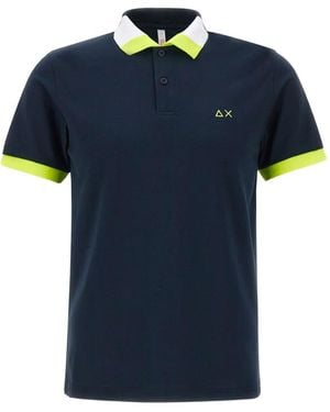 Sun 68 Colour-Block Polo Shirt - Blue