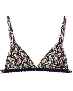 La DoubleJ Geometric-Print Triangle Bikini Top - Black