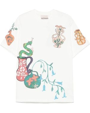 ALÉMAIS Rose T-Shirt - White