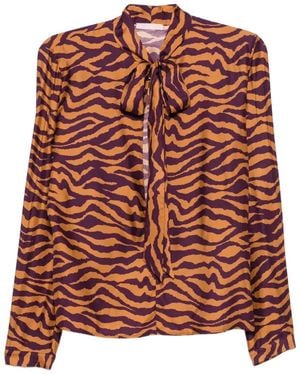 Kristina Ti Blouse Imprimée À Col Lavallière - Brown