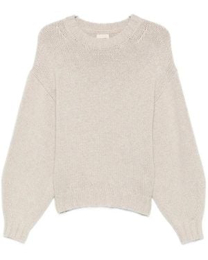 KHAITE Ribbed-Knit Balloon-Sleeve Jumper - White