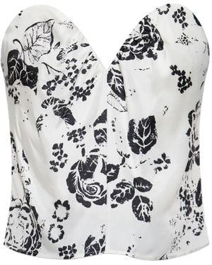 Max Mara Floral Print Bustier Top - White