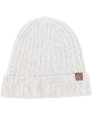 Eleventy Gerippte Beanie - Weiß