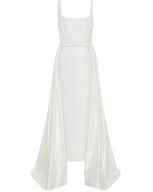 Nicholas Isaline Belted Overlay Midi Dress - White