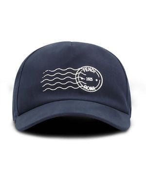 Fendi Baseballkappe aus Baumwoll-Canvas - Blau