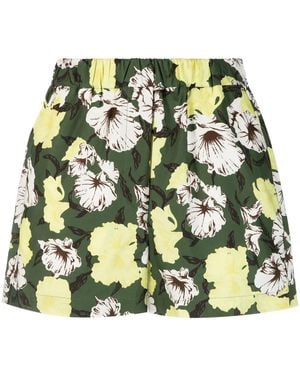 MSGM Floral-Print Cotton Shorts - Green