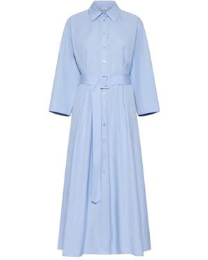 Marella Button-Up Belted Shirt Dress - Blue