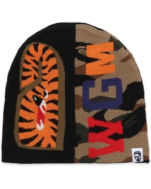 A Bathing Ape Camouflage Shark Beanie Hat - Red