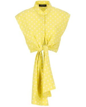 Fabiana Filippi Polka-Dot Tie-Front Shirt - Yellow