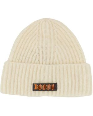 Baracuta Ribbed Logo Beanie - Natural