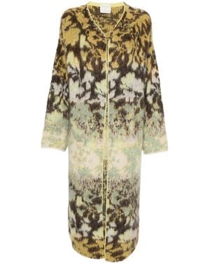 Forte Forte Abstract-Pattern Cardi-Coat - Green